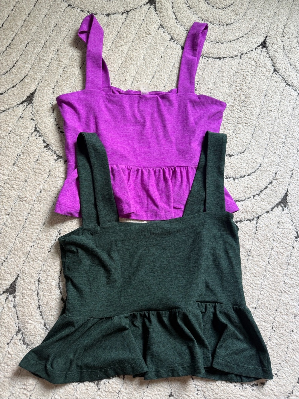 Beyond Yoga Peplum Tank Tops — Fuchsia & Forest Green